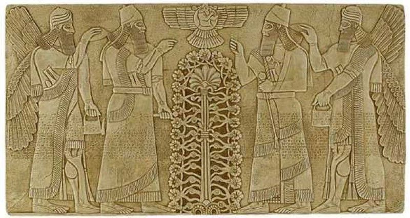 上图:苏美尔(Sumerian)生命树的壁画。「生命树」的记忆存在于各个古代文明之中,以不同的形式出现在古代苏美尔人、埃及人、巴比伦人、亚述人、中国人和印度人的文献里。这从侧面佐证人类的祖先都来自伊甸园。